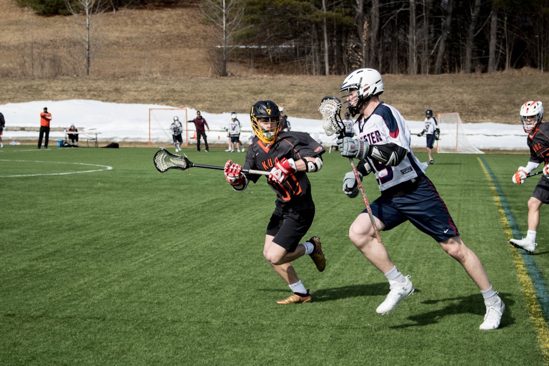 Lacrosse player quick footwork in cleats